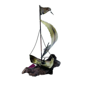 Brass Copper Sailboat Perched Manzanita Wood USA Made By Al Speert The Metal Man